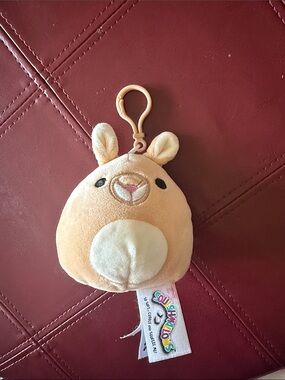Squishmallows Tan & Cream Keely kangaroo Clip-On Plush 3 1/2 Clip